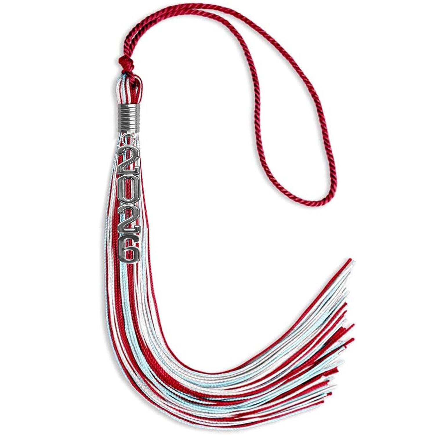 Endea Graduation Red/Light Blue/White Mixed Color Tassel With Stacked Date