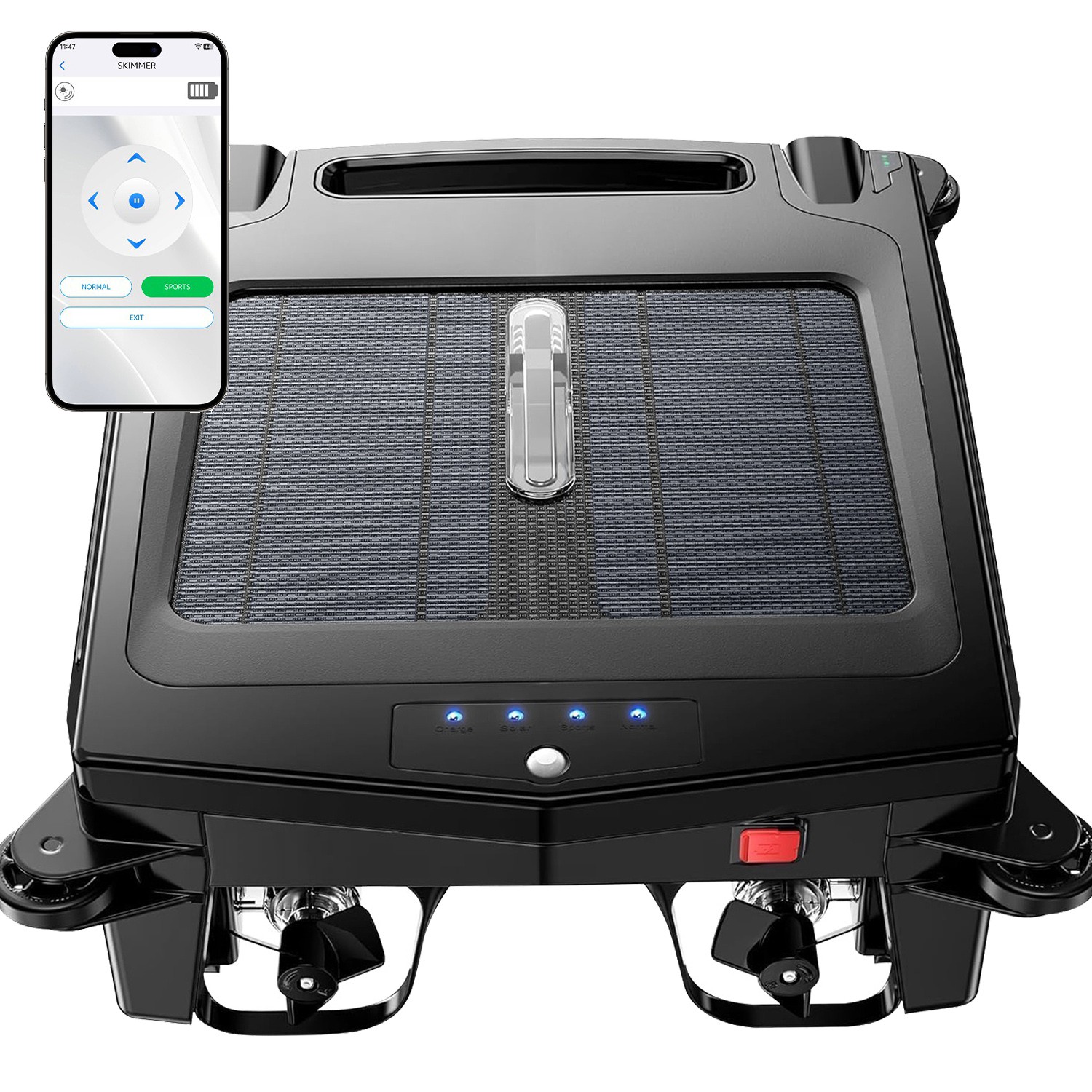 Solar Powered Robotic Pool Skimmer Automatic Swimming Pool Surface Cleaner APP
