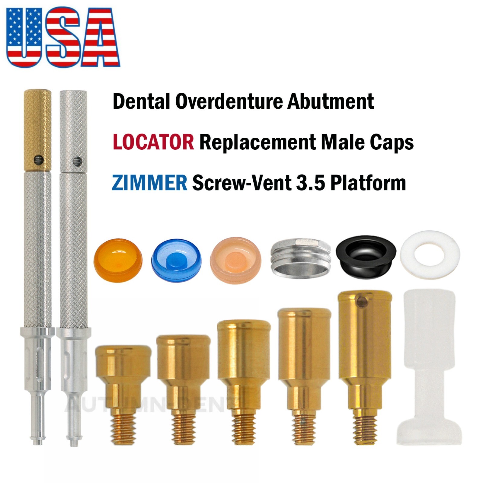 US Locator Abutment Zimmer Screw-Vent 3.5 Overdenture Cap Implant Abutment 1-5mm