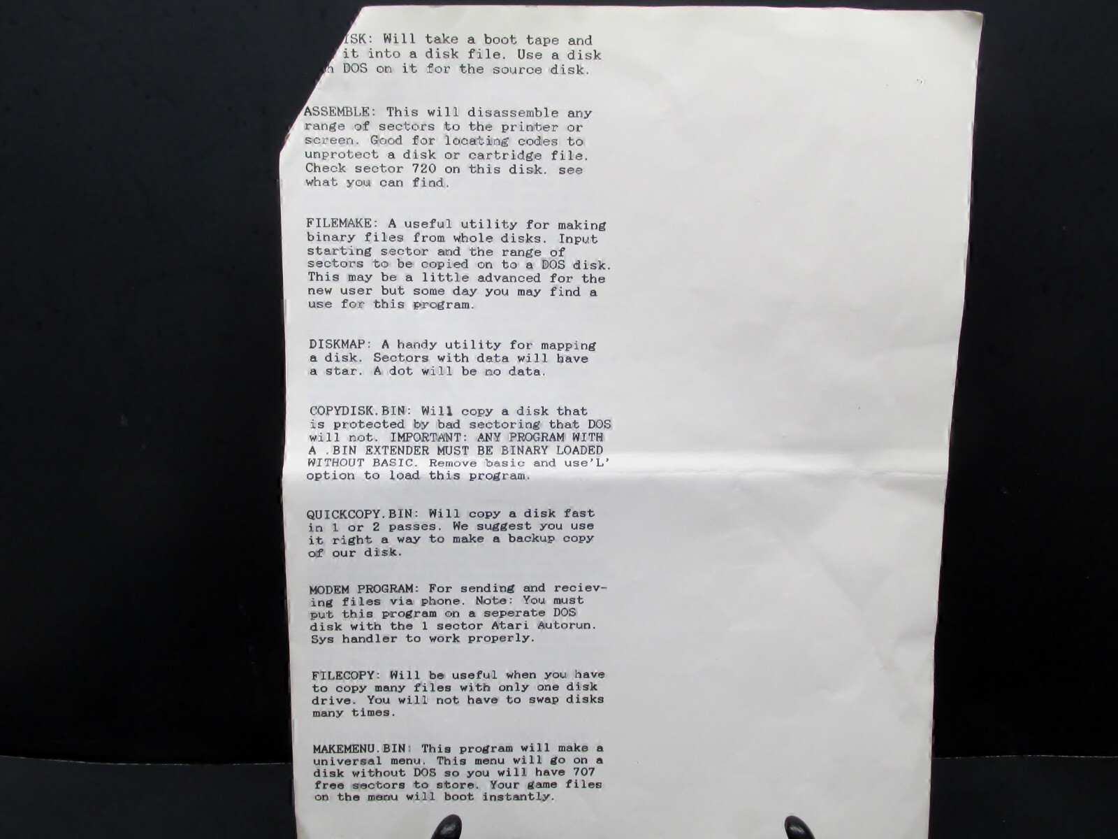 Pirate's Treasure Chest by Gardner Computing, Descriptions of 17 Programs, 1984