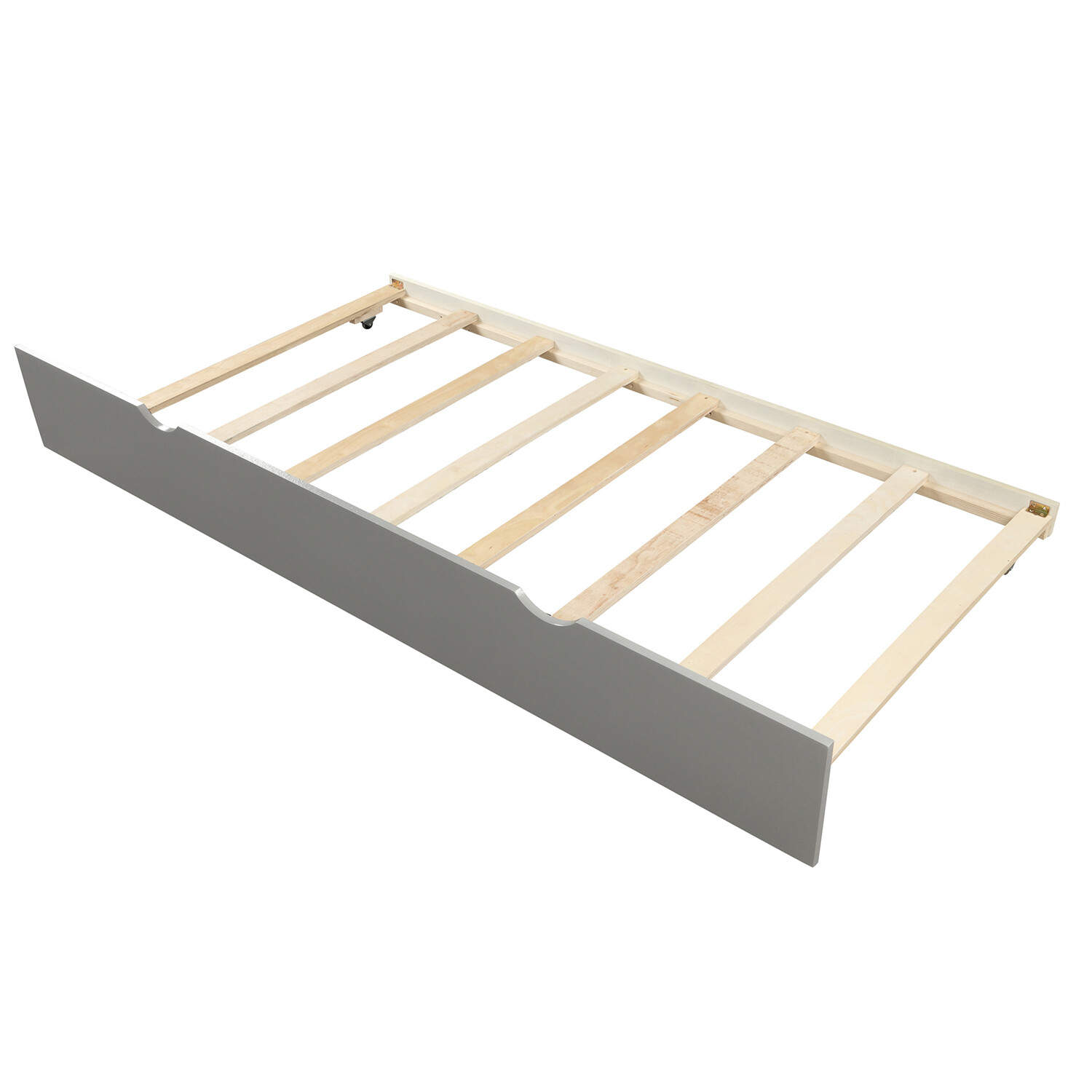 Twin Size Bed Frame Wood Platform Bed w/ Headboard & Trundle Gray/Espresso US