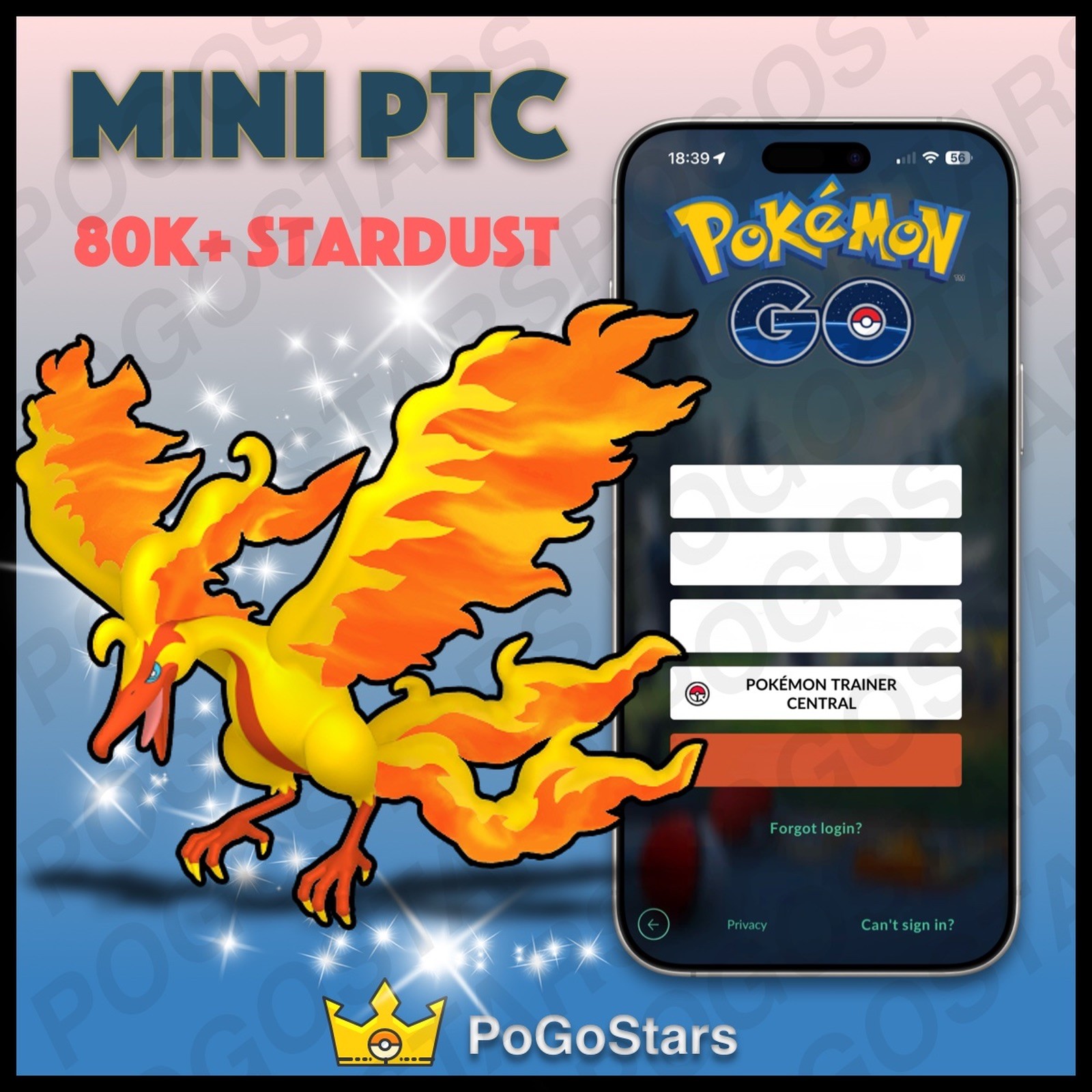 Pokémon PTC Go - Shiny Moltres Galarian - 80K Stardust✨Read Description✨