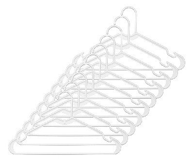 Whitmor 6345-8701-10-WHT Plastic Hangers, White, 10-Pk. - Quantity 18