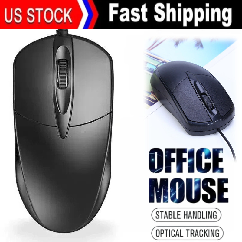 USB 2.0 Optical Wired Scroll Wheel Mouse PC Laptop Notebook Desktop Black Mice~