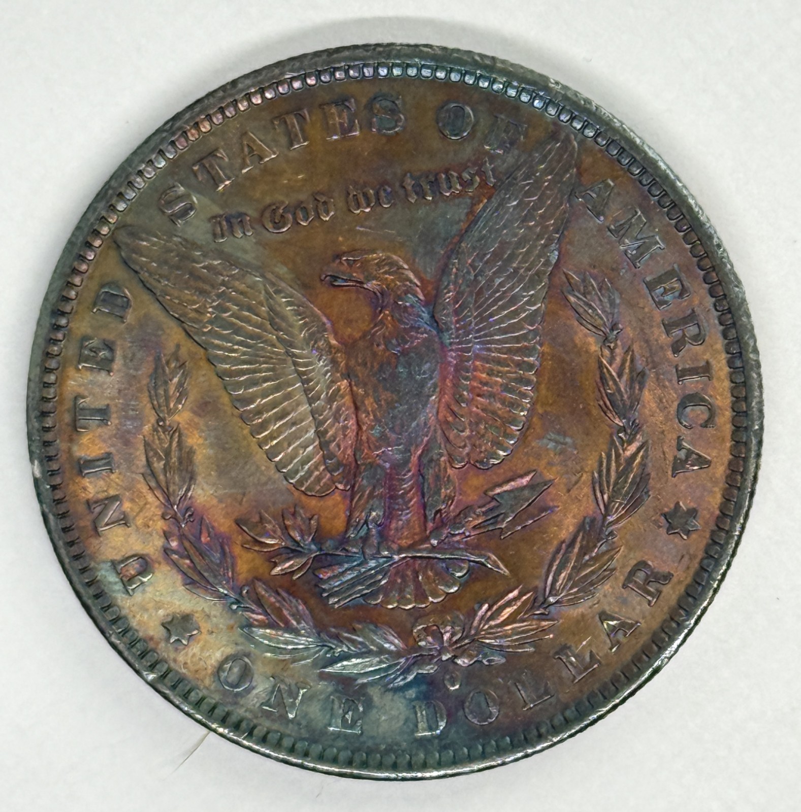 1884 O MORGAN SILVER DOLLAR BU RAINBOW DOUBLE SIDE TONED UNCIRCULATED GEM