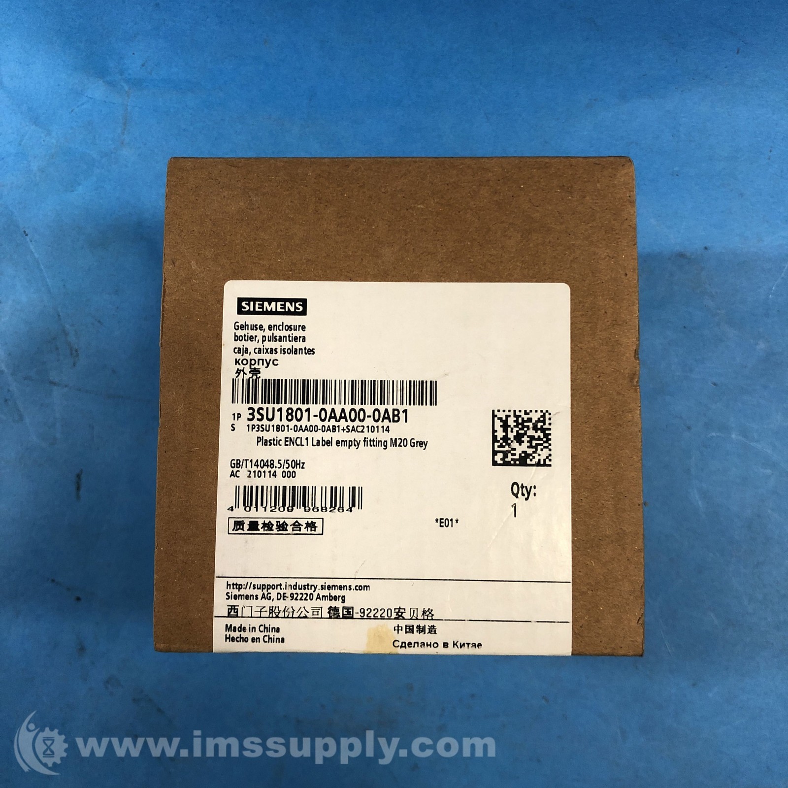 Siemens 3SU1801-0AA00-0AB1 Enclosure For Command Devices FNOB