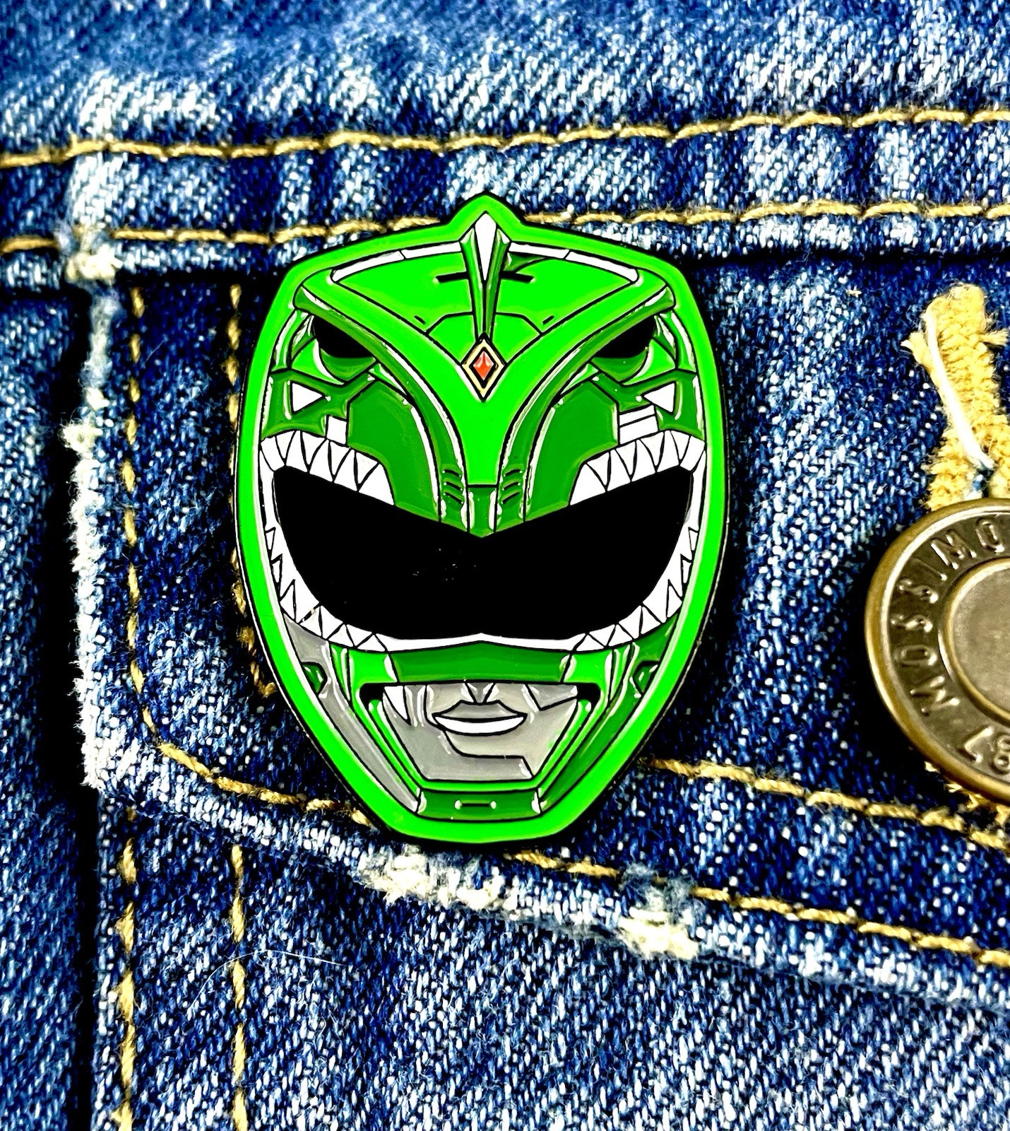 Green Power Ranger 1.5 Inch Enamel Pin