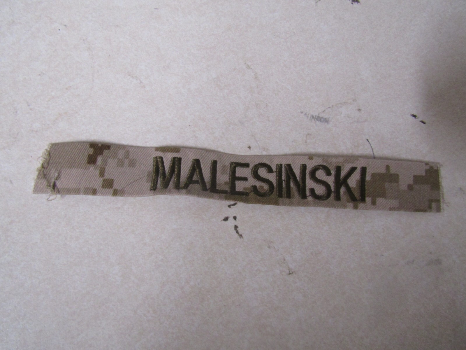 MILITARY PATCH NAME TAPE MARINE CORPS DESERT MARPAT WITH MALESINSKI