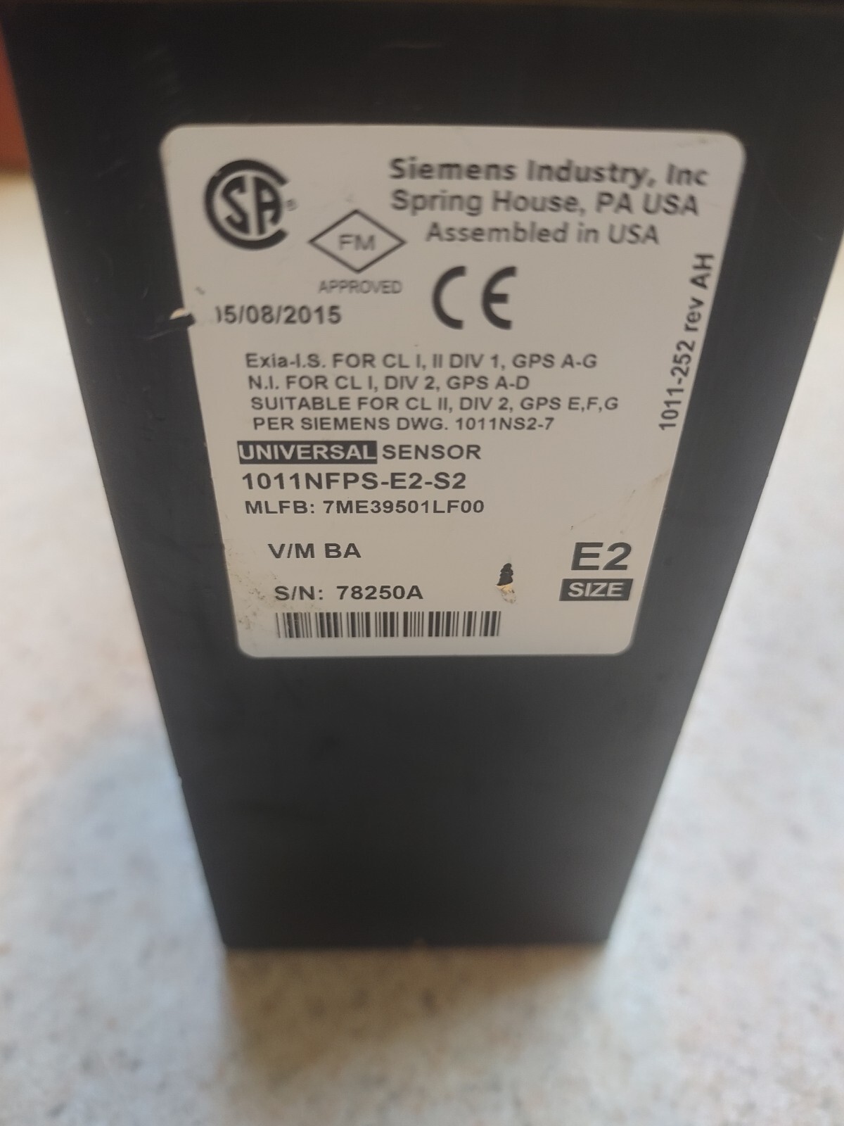 Siemens Clamp on Universal Sensor 1011NFPS-E2-S2