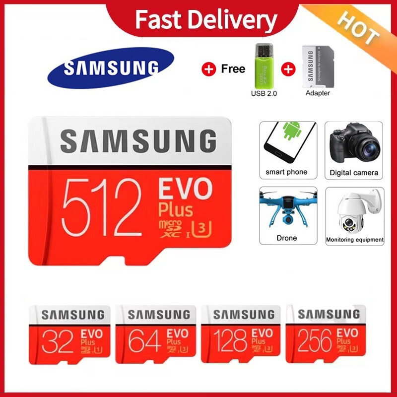 High Speed Samsung EVO Plus 4K U3 512GB MicroSDXC Flash Memory Card With Adapter