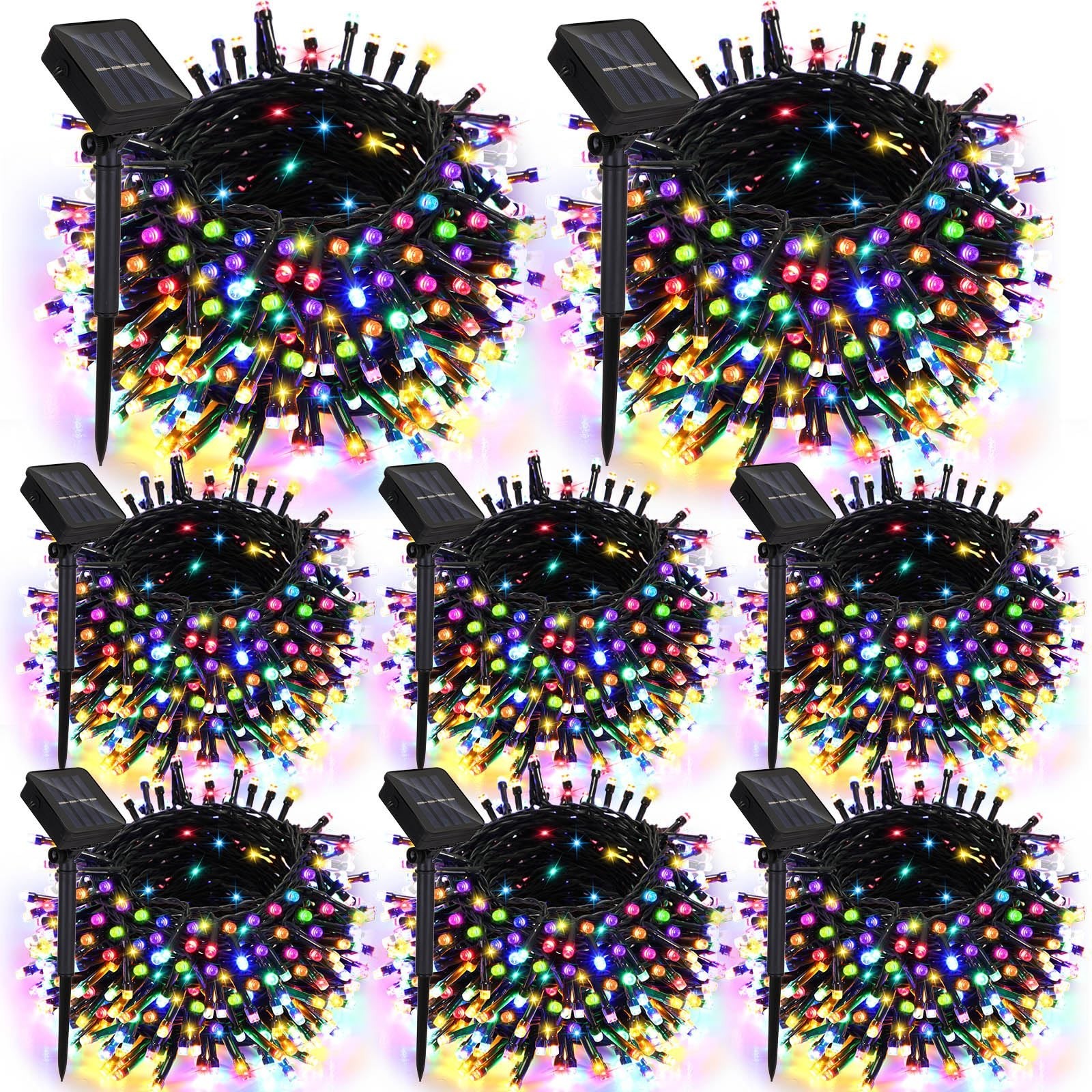 VIHOSE 8 Sets Christmas Solar String Light Outdoor Waterproof 39 ft 100 Led S...