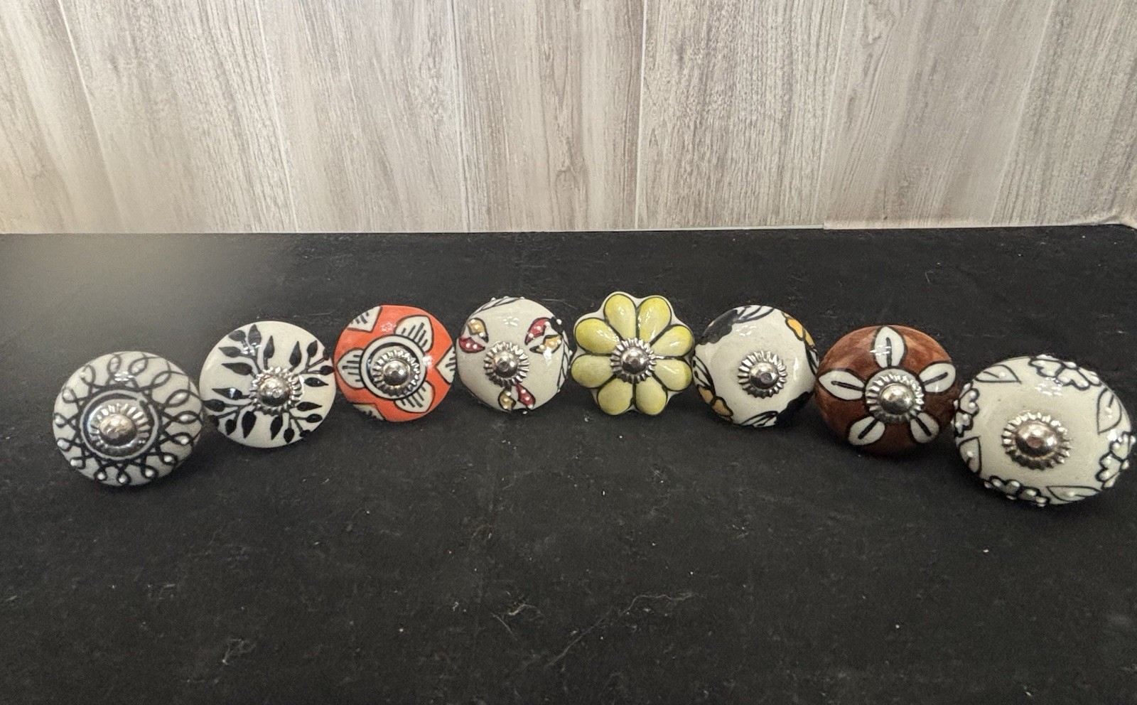 8 Hand painted Ceramic Knobs Pulls Drawer Cabinet Dresser Jewelry Box Multi
