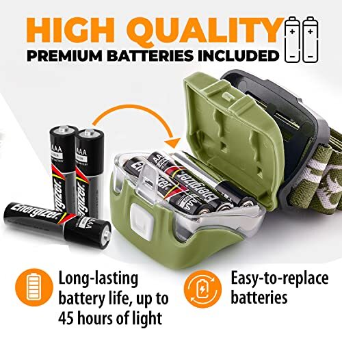 Foxelli LED Headlamp Flashlight for Adults & Kids, Running, Assorted Colors