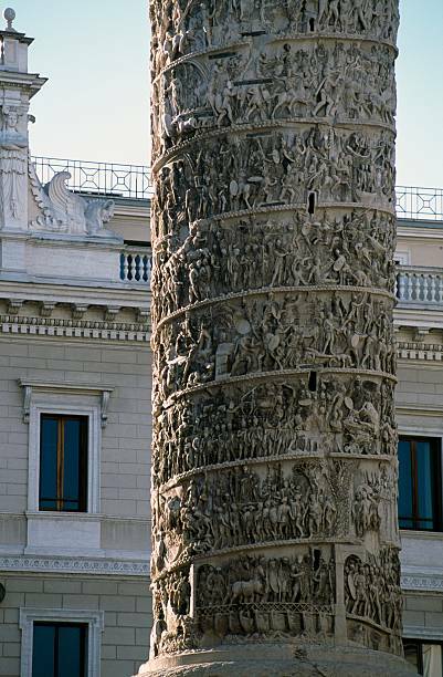 1704 Bartoli/ Bellori Engraving - Marcus Aurelius Column, Rome - River Crossing