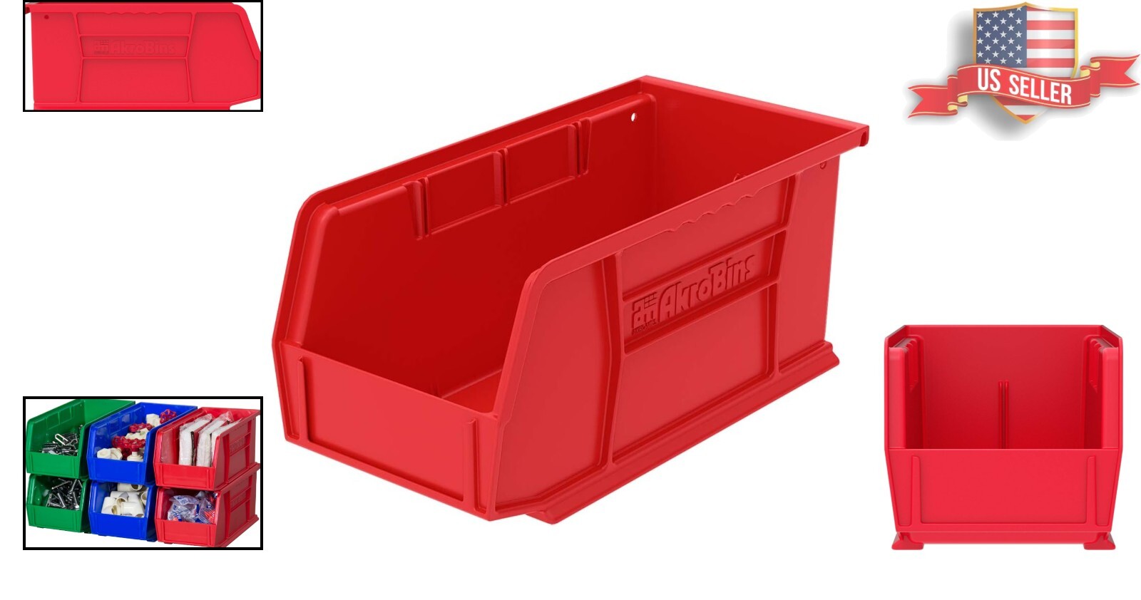 Stackable Storage Organizer Bin - 11-Inch x 5-Inch x 5-Inch - Red - 12-Pack