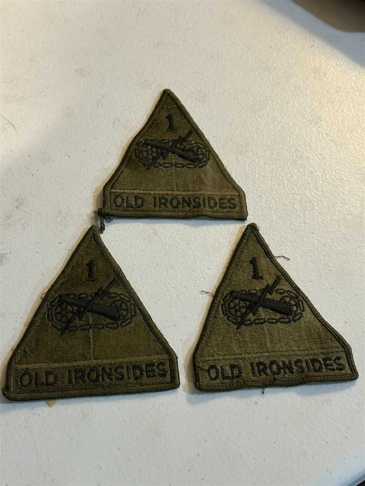 3 older Old Ironsides U.S. 1st Armored division army patches