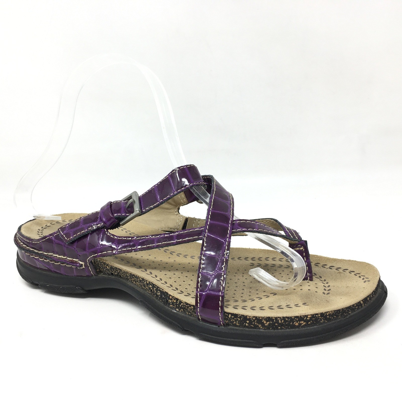 Ecco Living Sandals Shoes Womens Size 6-6.5 US 37 EU Purple Croc Patent Strappy