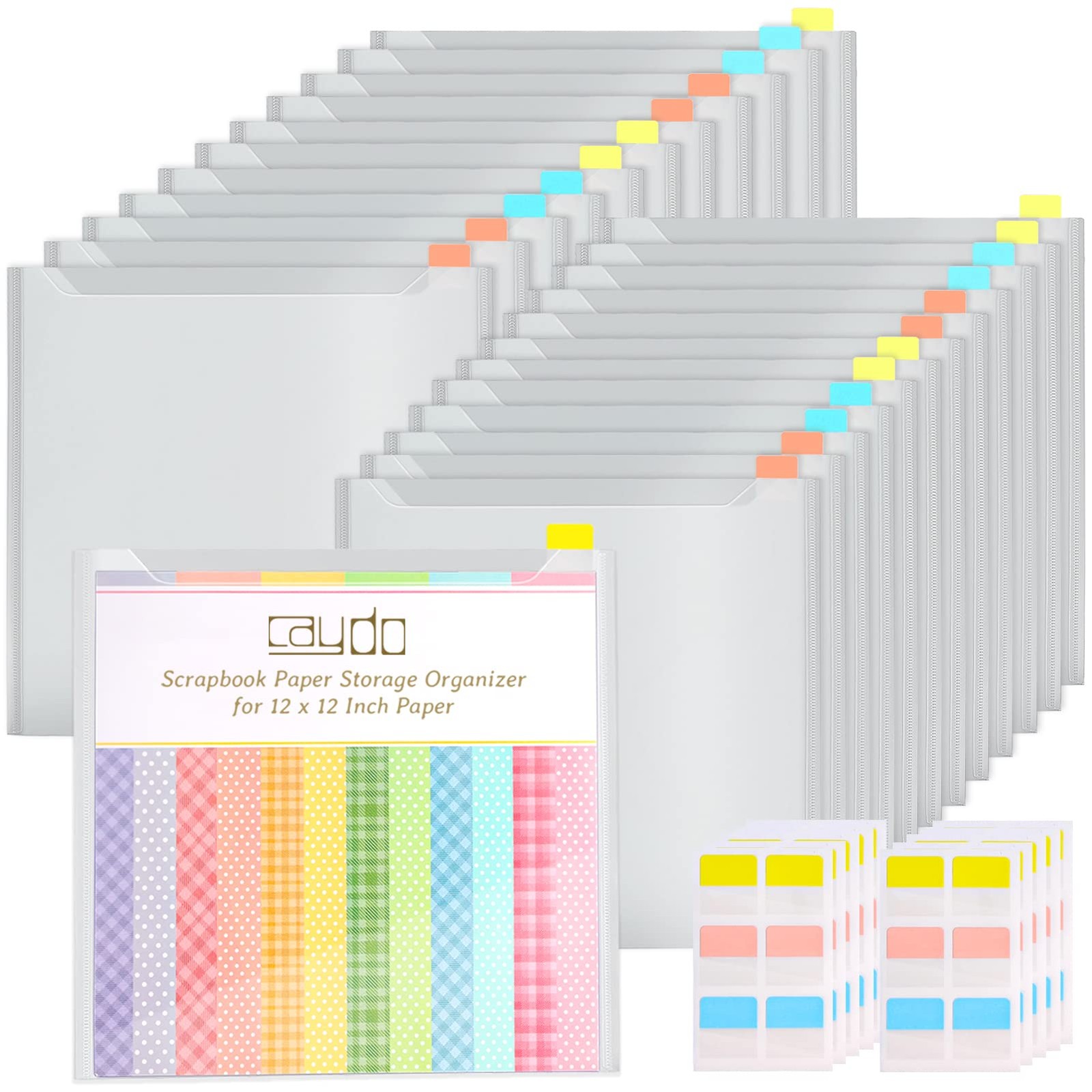 24-Piece Scrapbook Paper Storage Organizer, 12 x 12 Inch with Sticky Index Ta...