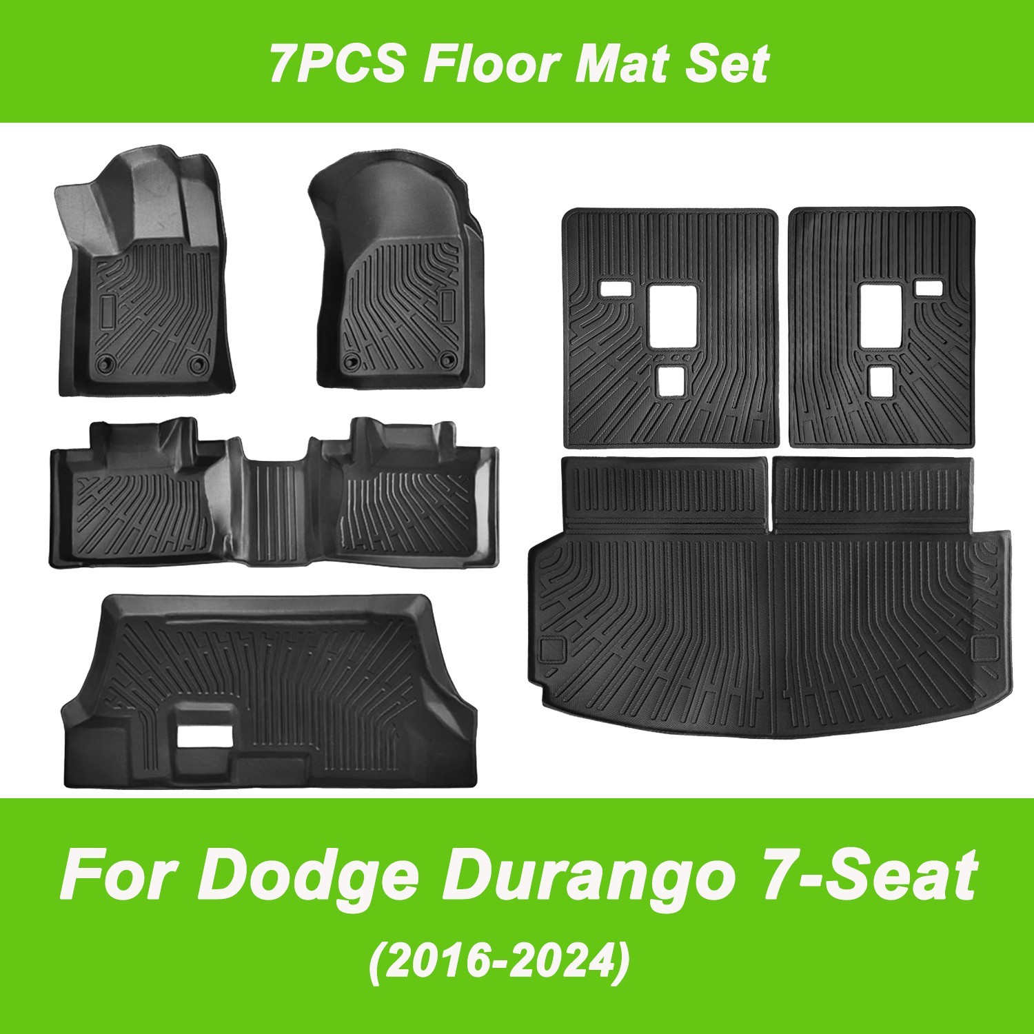 Floor Mat Cargo Liner Seat Back Protector 7PCS For 16-24 Dodge Durango 7-Seat