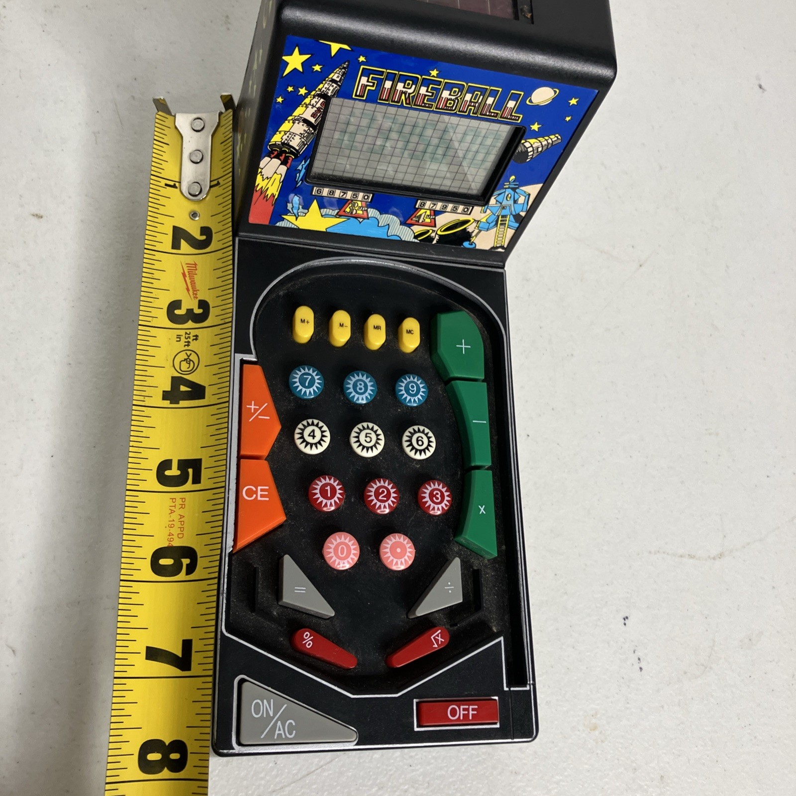 RARE HTF Fireball Mini Pinball Solar Powered Calculator 1991