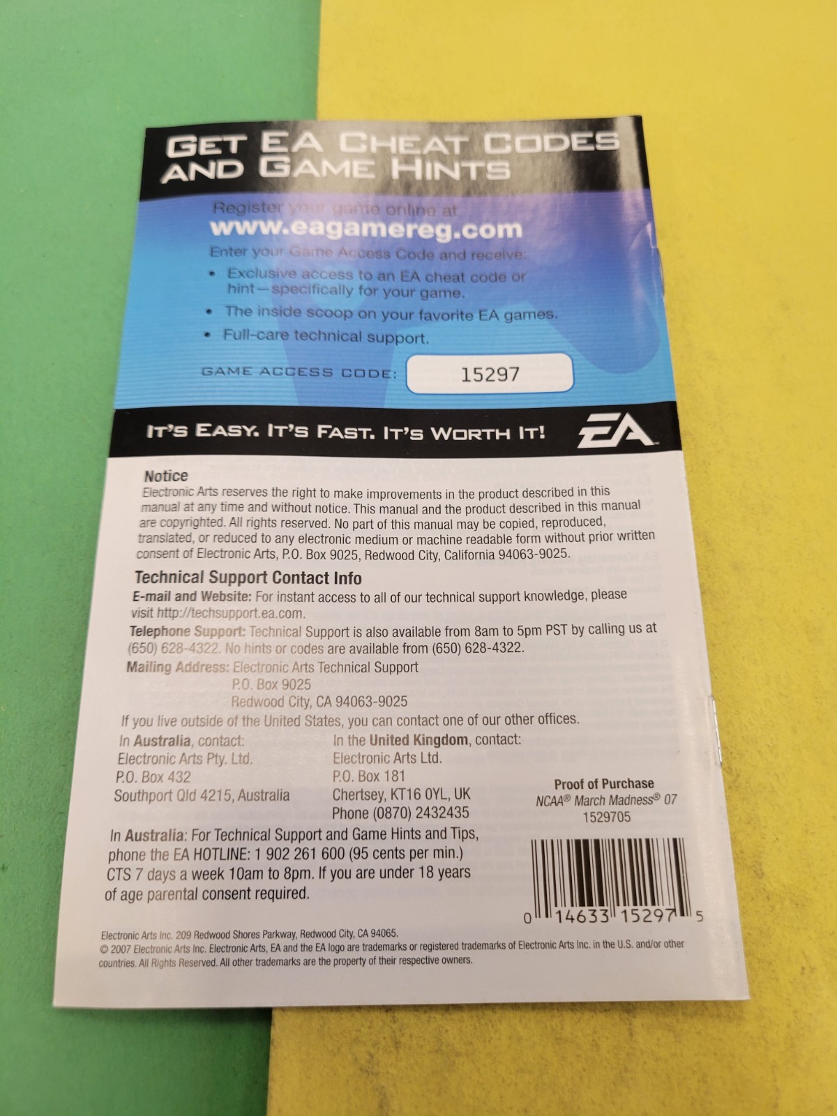ncaa march madness 07 xbox 360 Manual Only