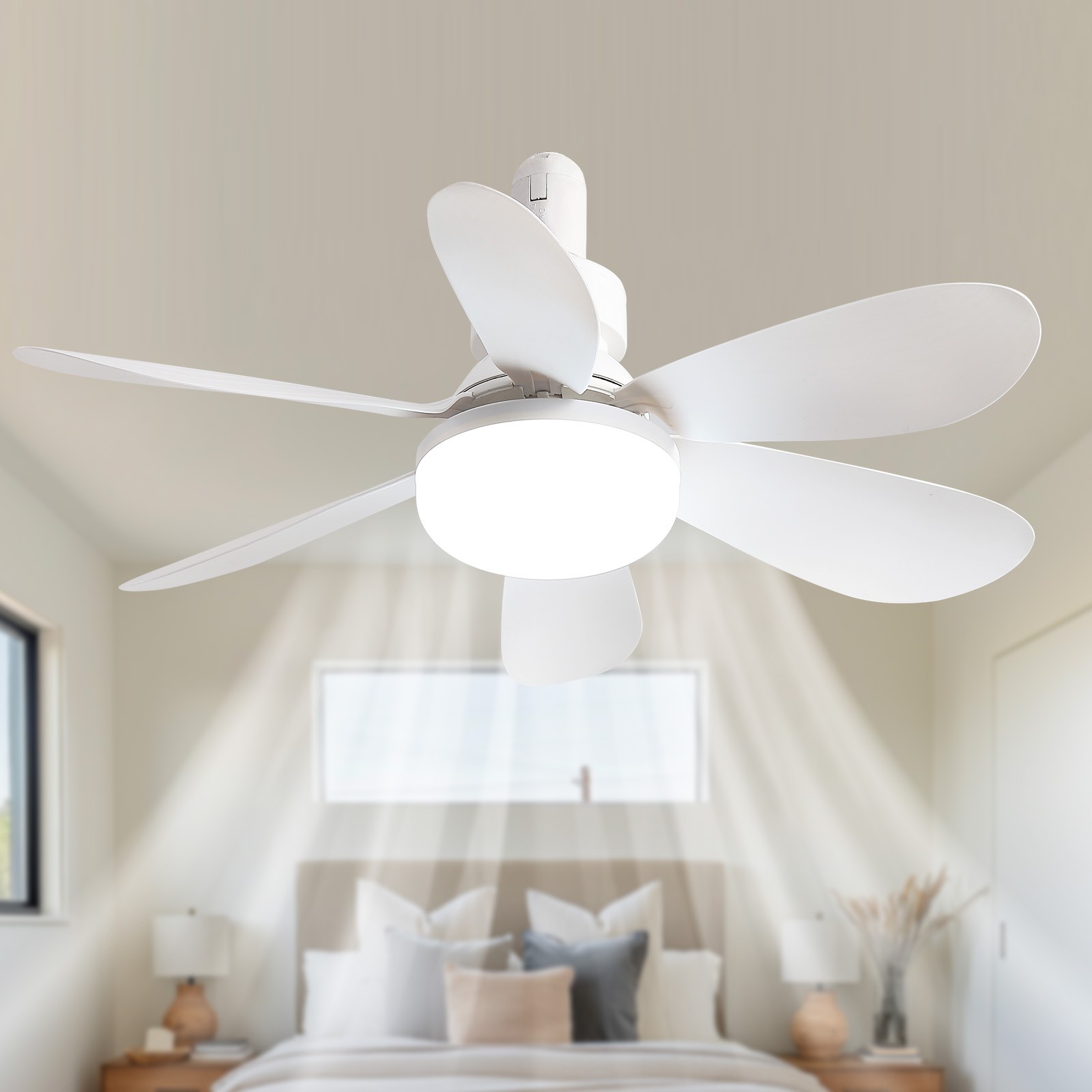 20" Adjustable Socket Ceiling Fan Light 3-Color Temp LED Chandelier With Remote