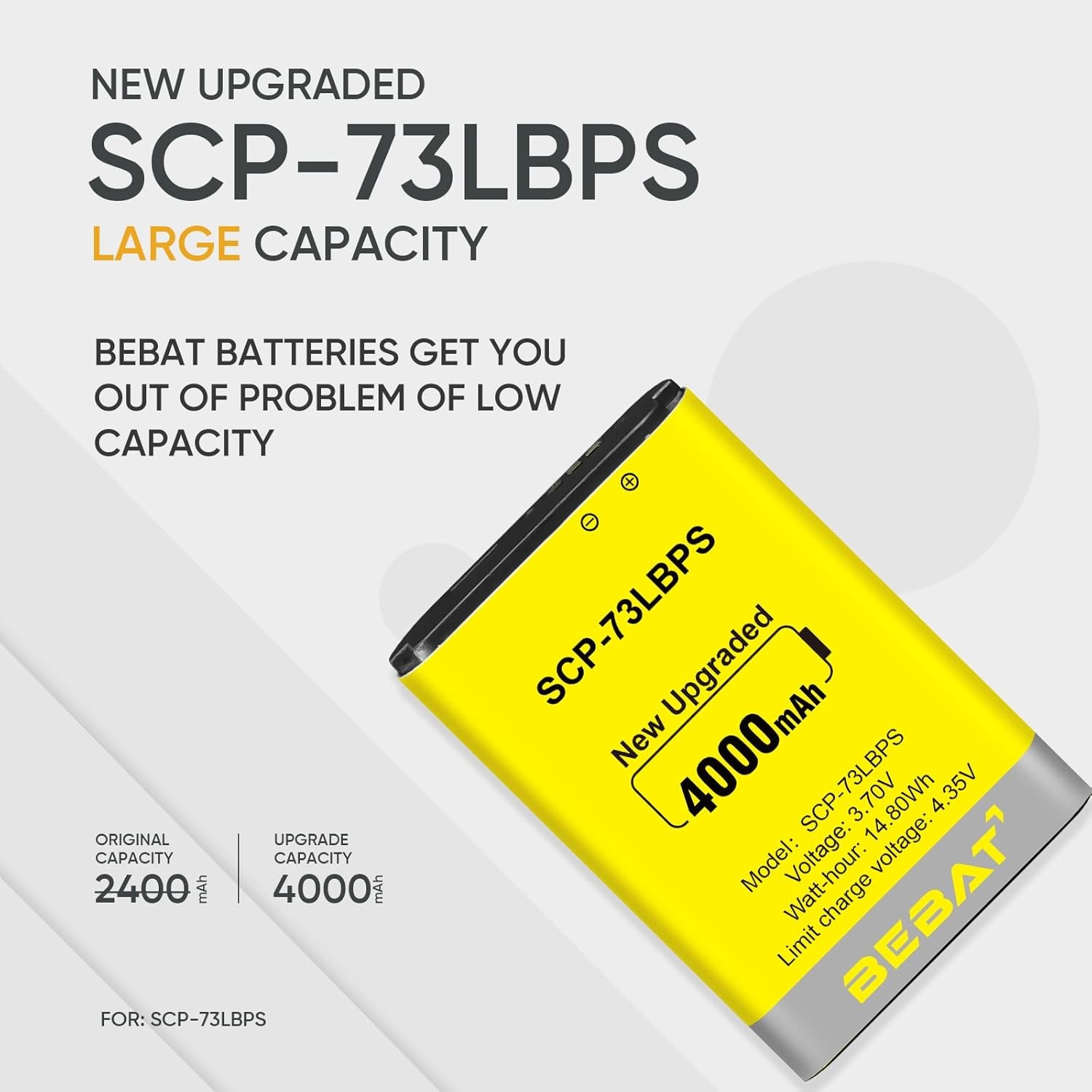 SCP-73LBPS Battery,4000mAh High Capacity New 0 Cycle Li-ion Battery...