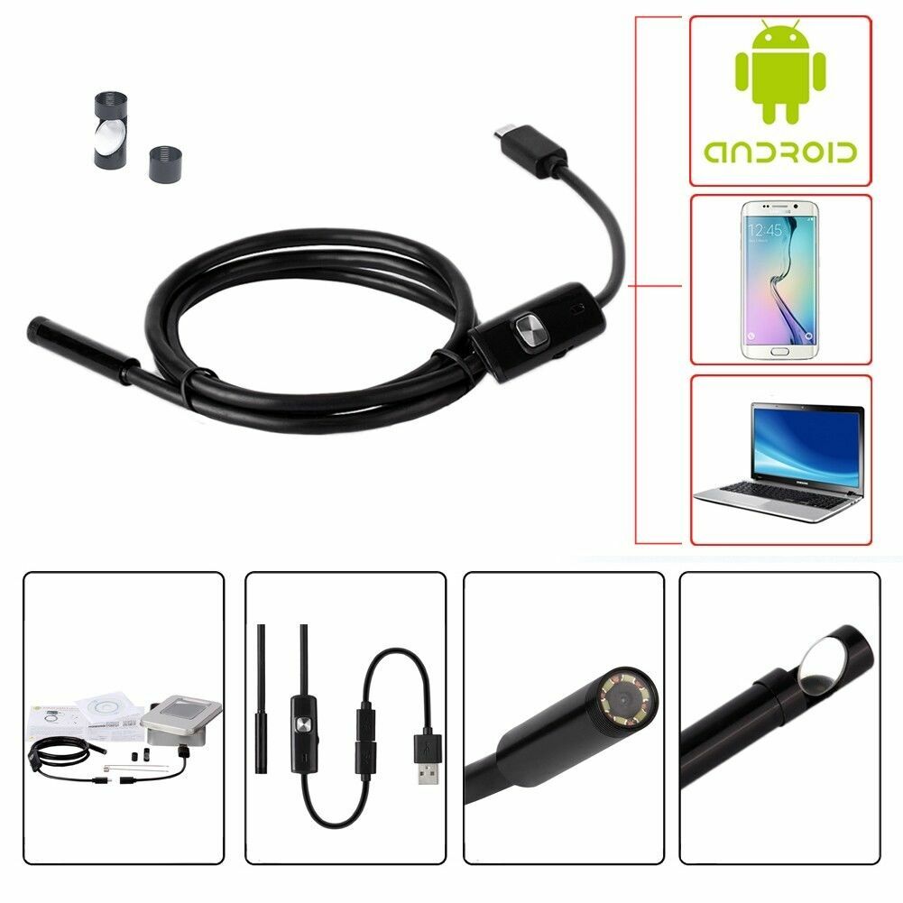 2M Soft/Rigid Endoscope Borescope 6LEDs Inspection USB Camera Scope for Android
