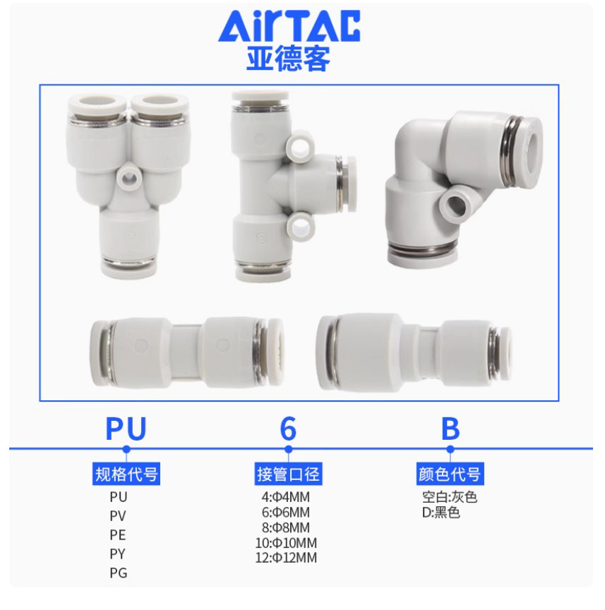 10PC NEW AirTac Pneumatic quick coupling PG12-6 #LL