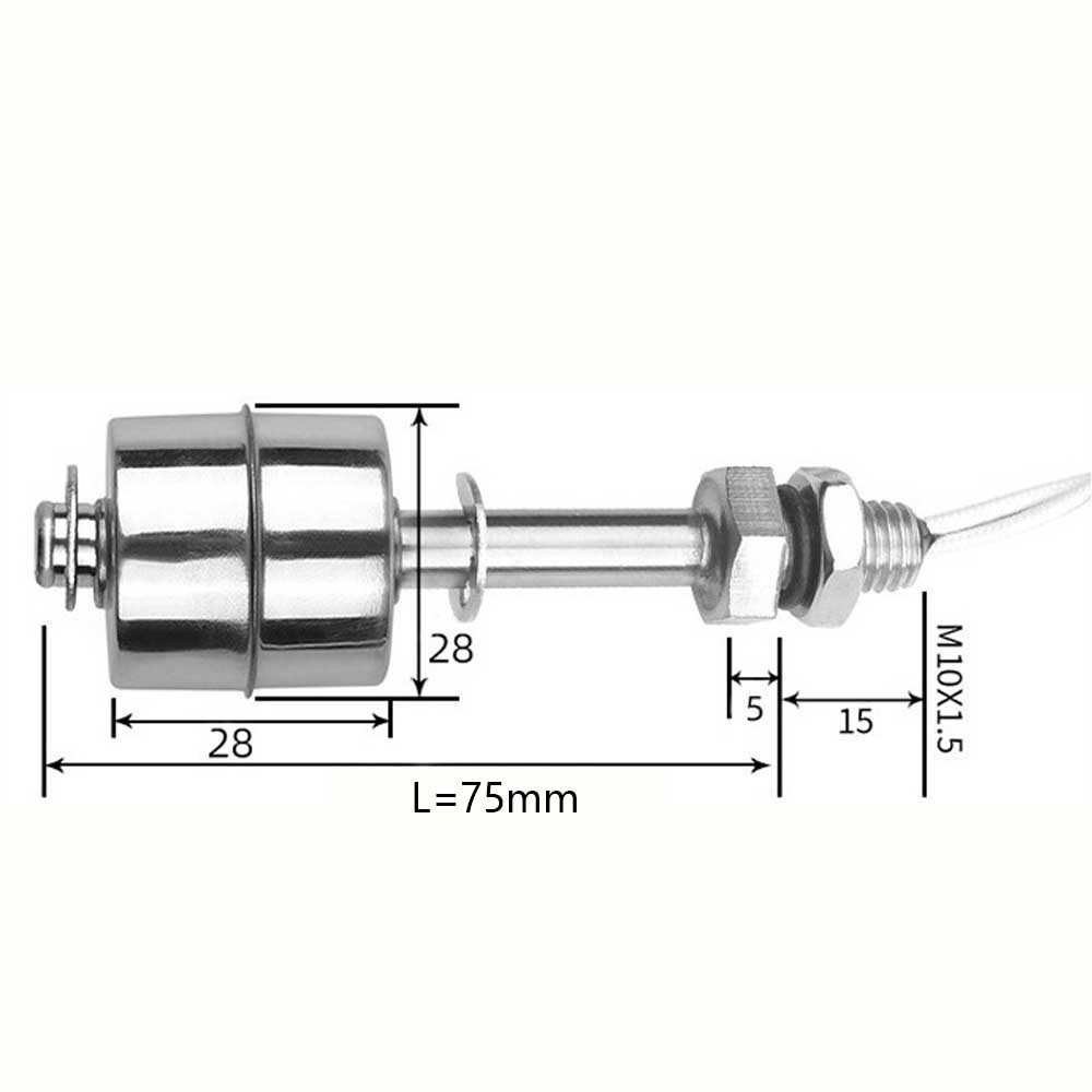 5PCS 75mm Stainless Steel Liquid Water Level Sensor Horizontal Float Switch Tool