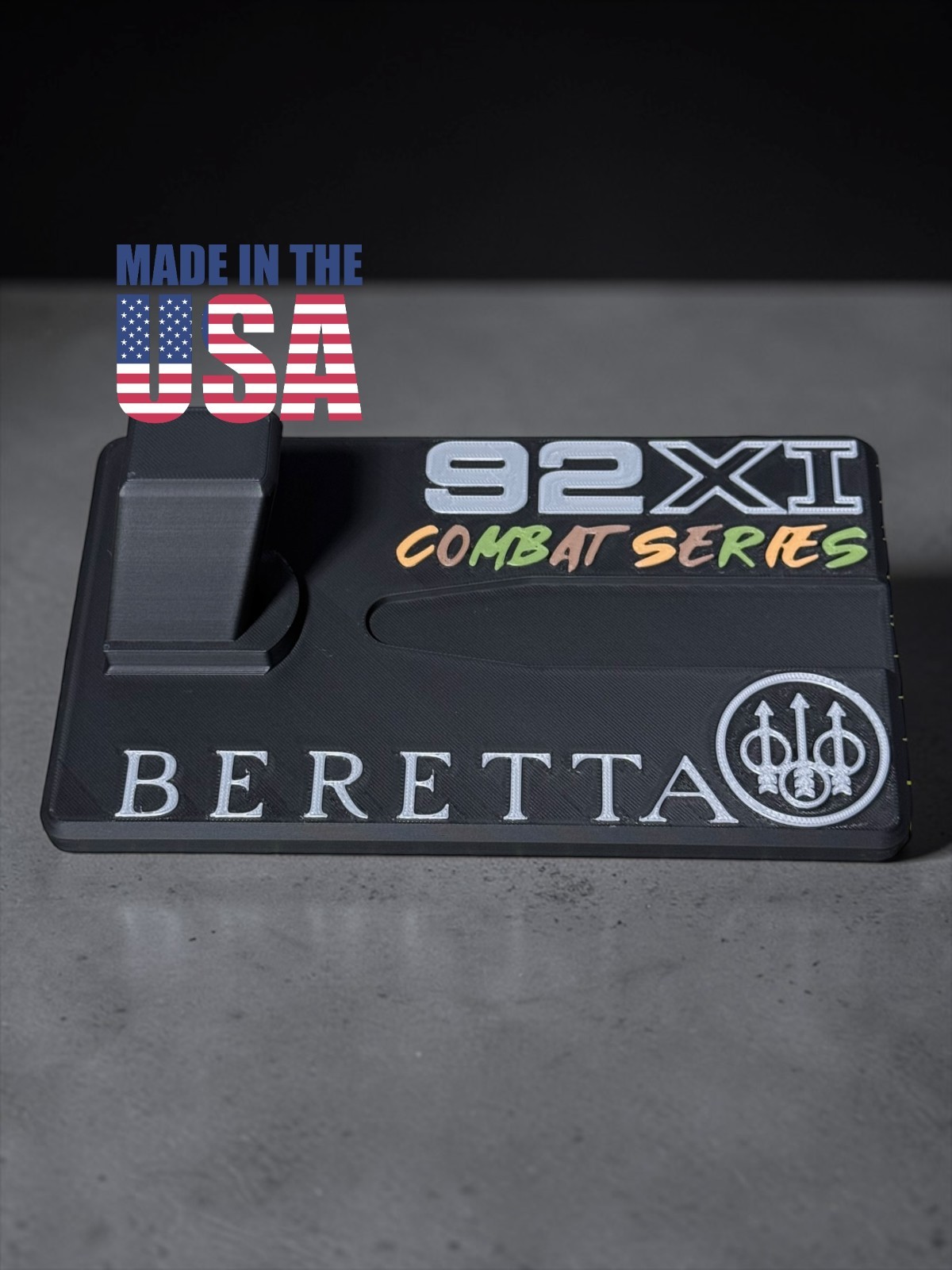 Beretta 92 XI Combat Series Pistol Stand Black w/ Mag Slot Display Holder