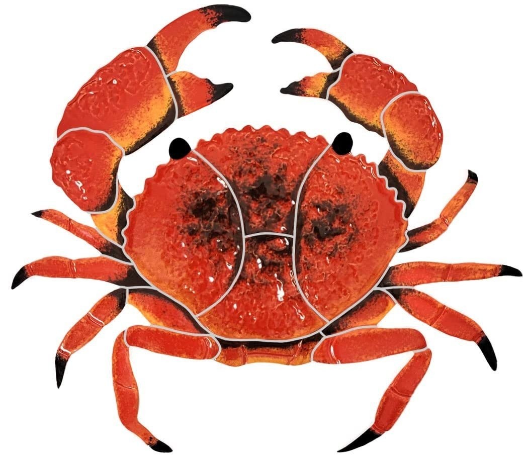 Artistry in Mosaics Crab Ceramic Swimming Pool Mosaic, Red (9" x 10")
