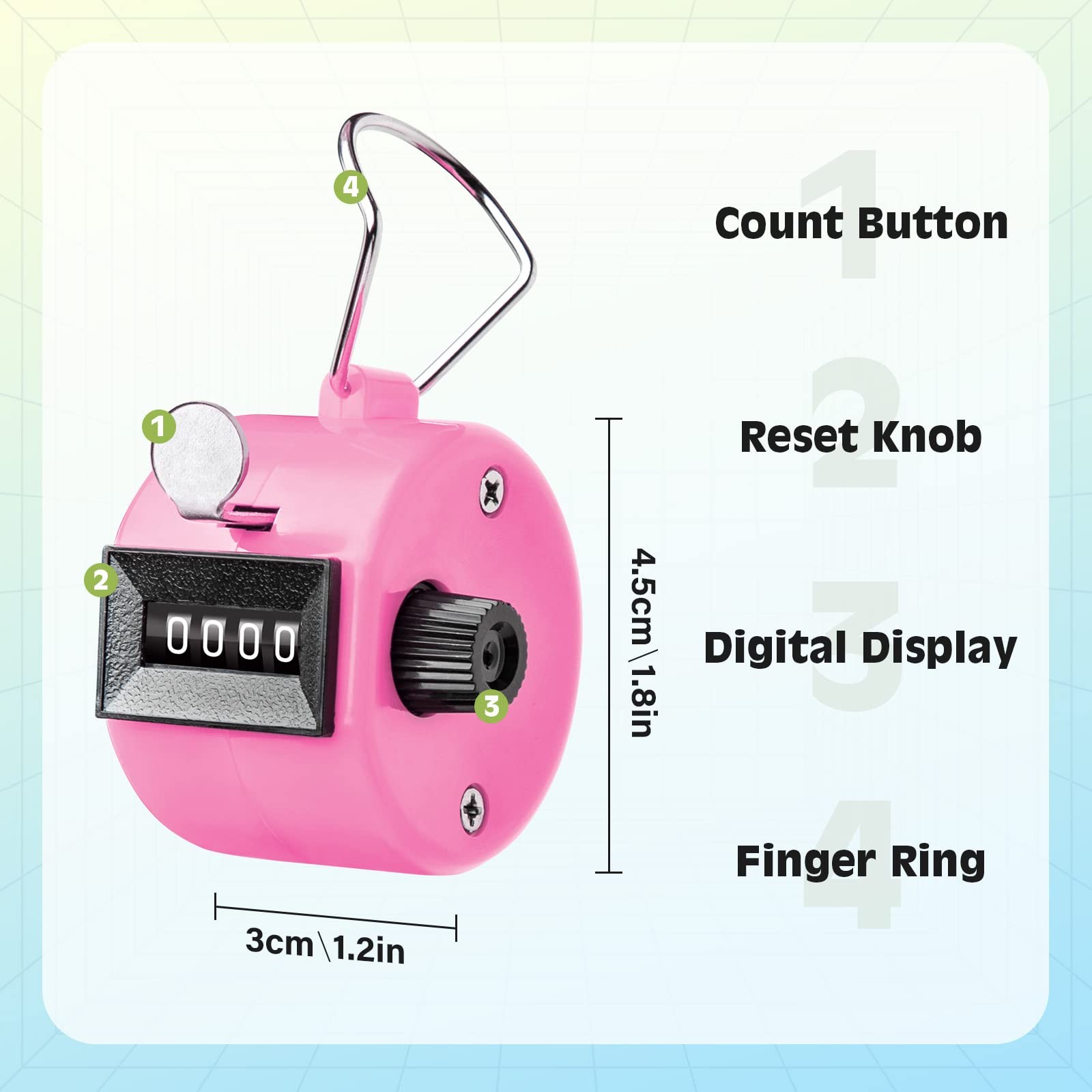 Handheld Tally Clicker Counter for Golf, Scoring, Knitting – 4-Digit ABS