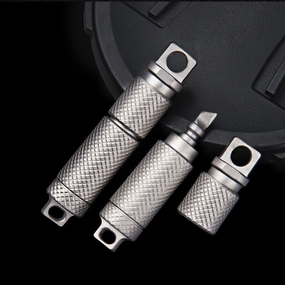 EDC Mini Titanium Alloy Waterproof Case Portable Keychain Pendant Multi Tool