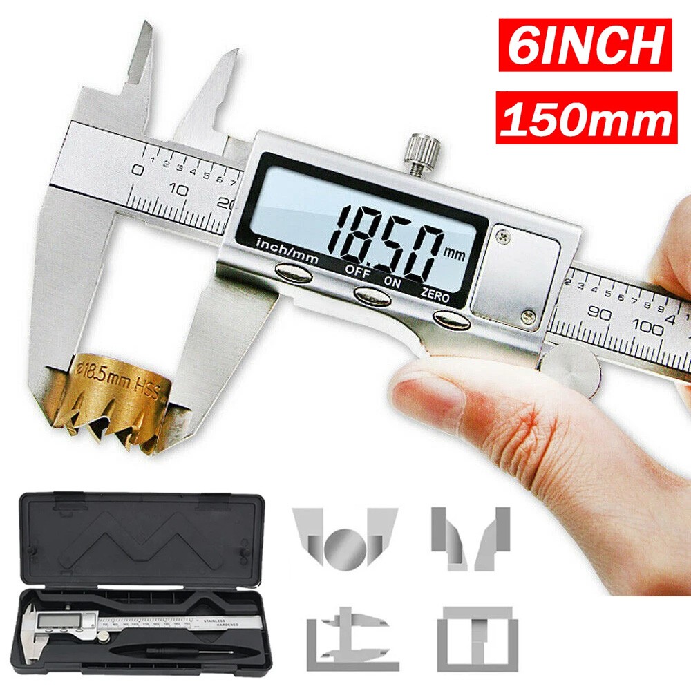 Digital Caliper Micrometer LCD Gauge Vernier Electronic Measuring Tool 6" 150mm