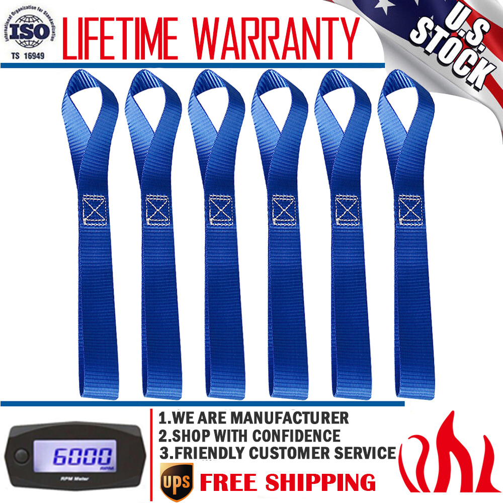 6PCS Soft Loop Tie Down Straps Blue 4500lb Motorcycle ATV UTV Bicycle Dirt-Bike