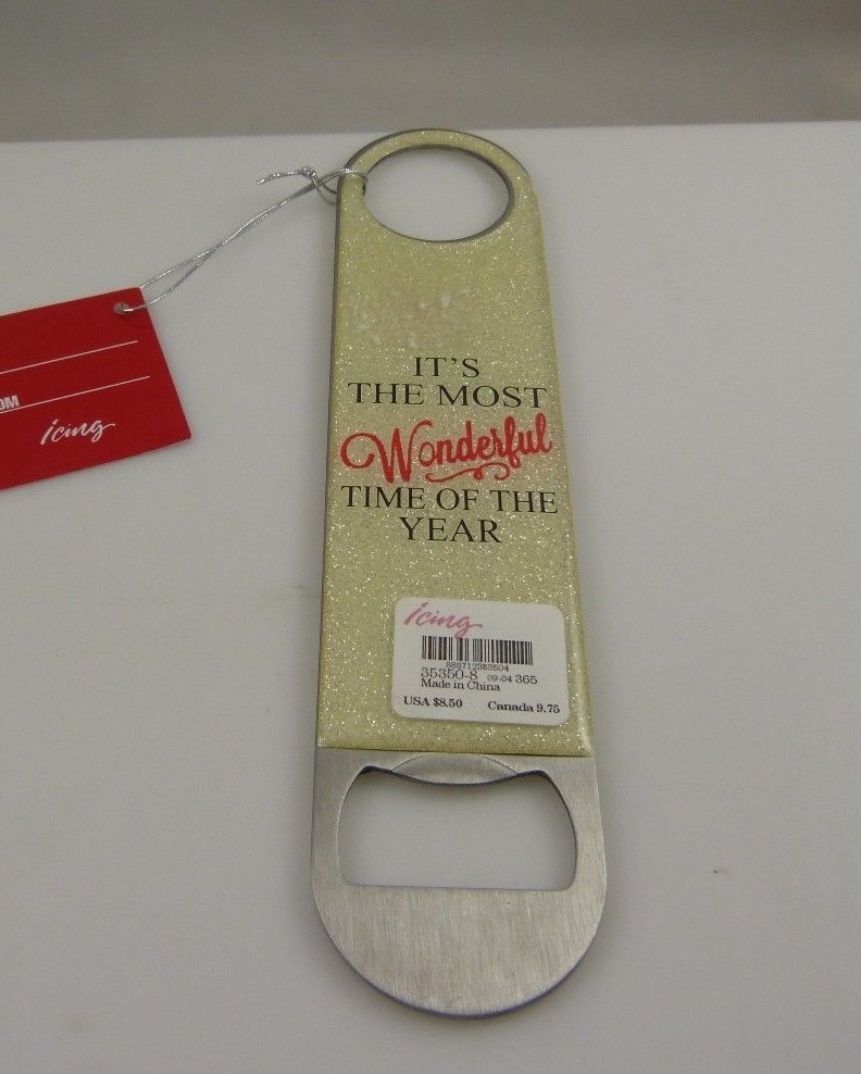 glitter golden Christmas Key bottle opener from Icing Bling most wonderful time