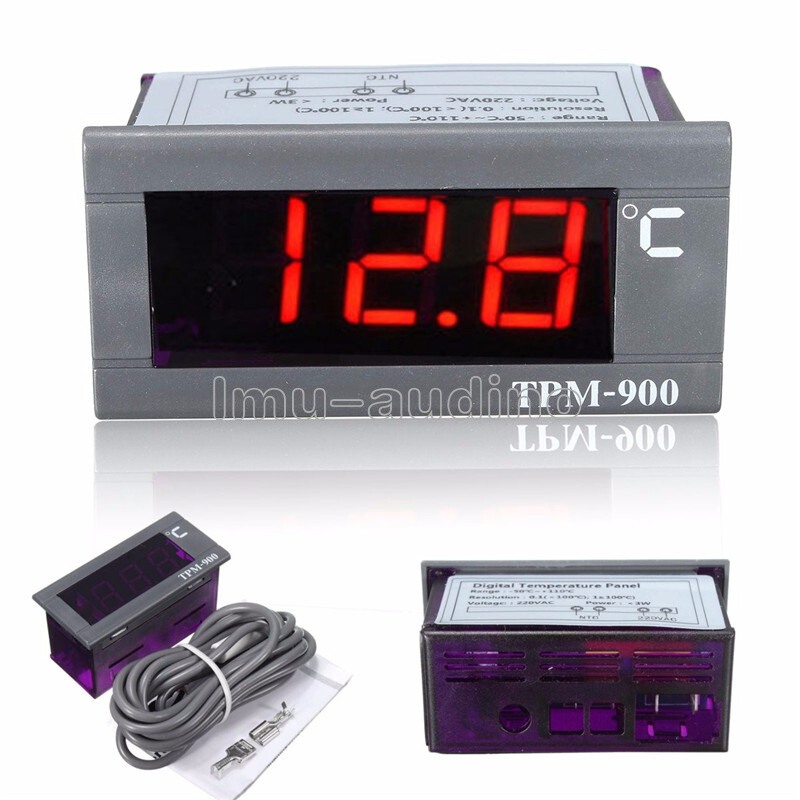 AC 220V Embedded Thermometer Refrigerator Digital Temperature Meter Panel