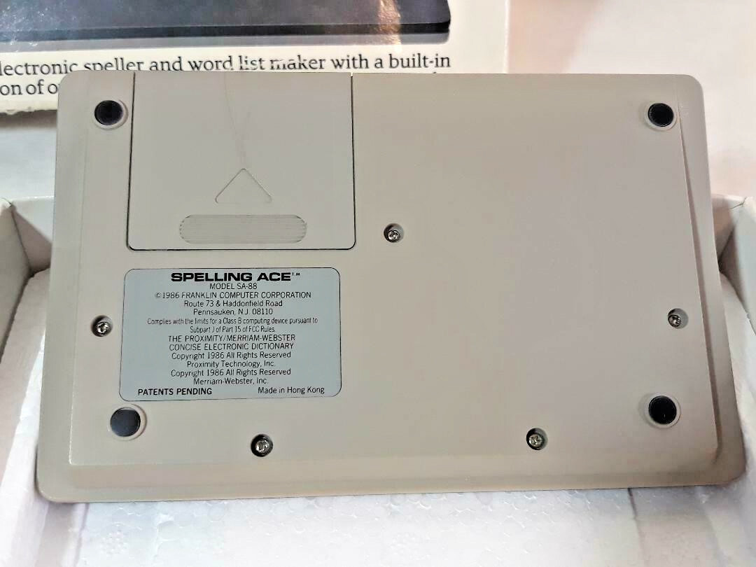 Vintage 1986 Franklin Computer Spelling Ace Model SA-88 Manual & Box TESTED