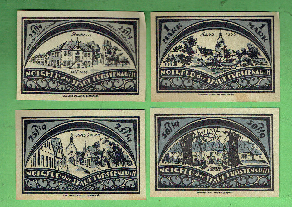 #D403.  9.  FOUR(4)   GERMAN NOTGELD NOTES