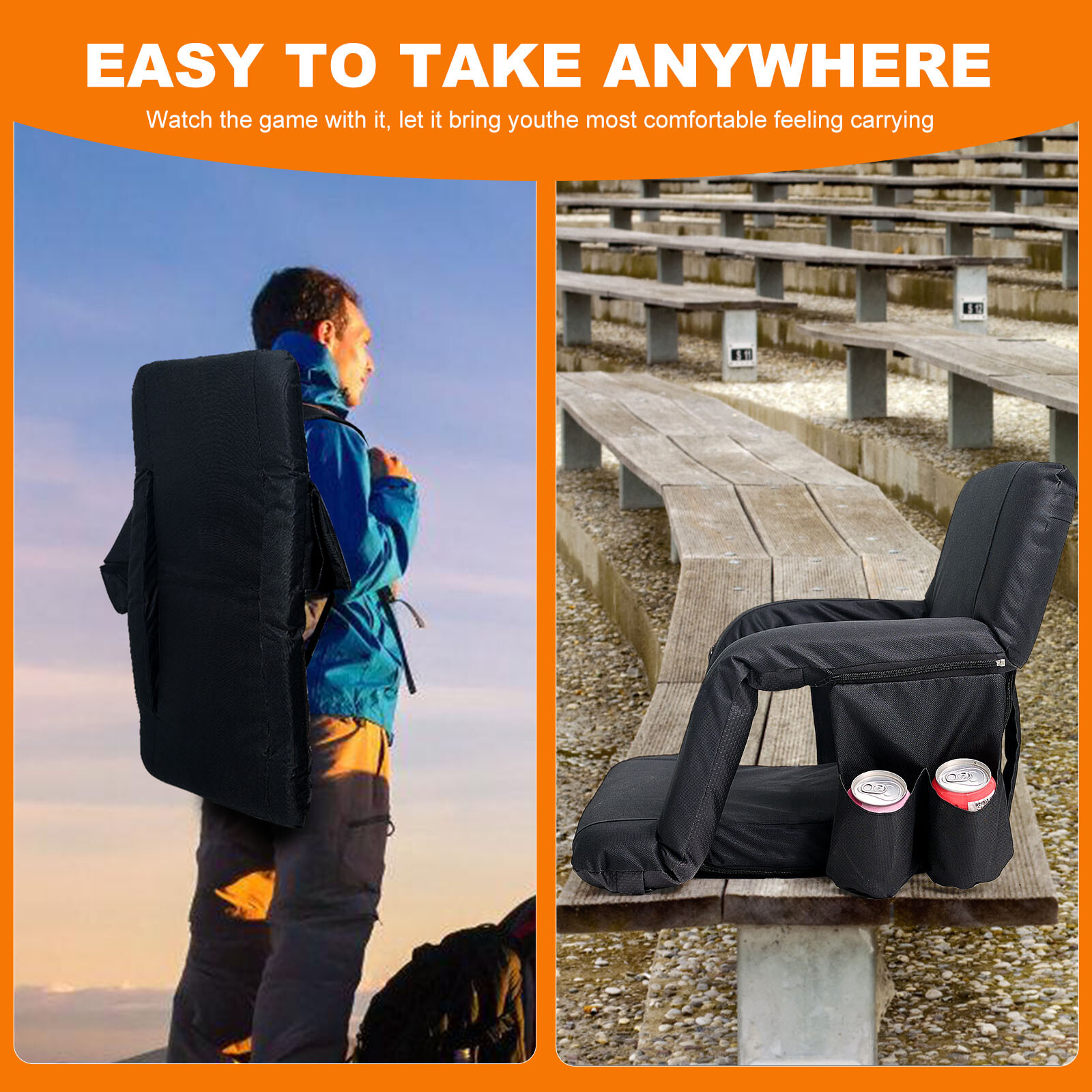 H&ZT 21"/ 25" Heated Stadium Seats for Bleachers with Back Support 3 Heat Model