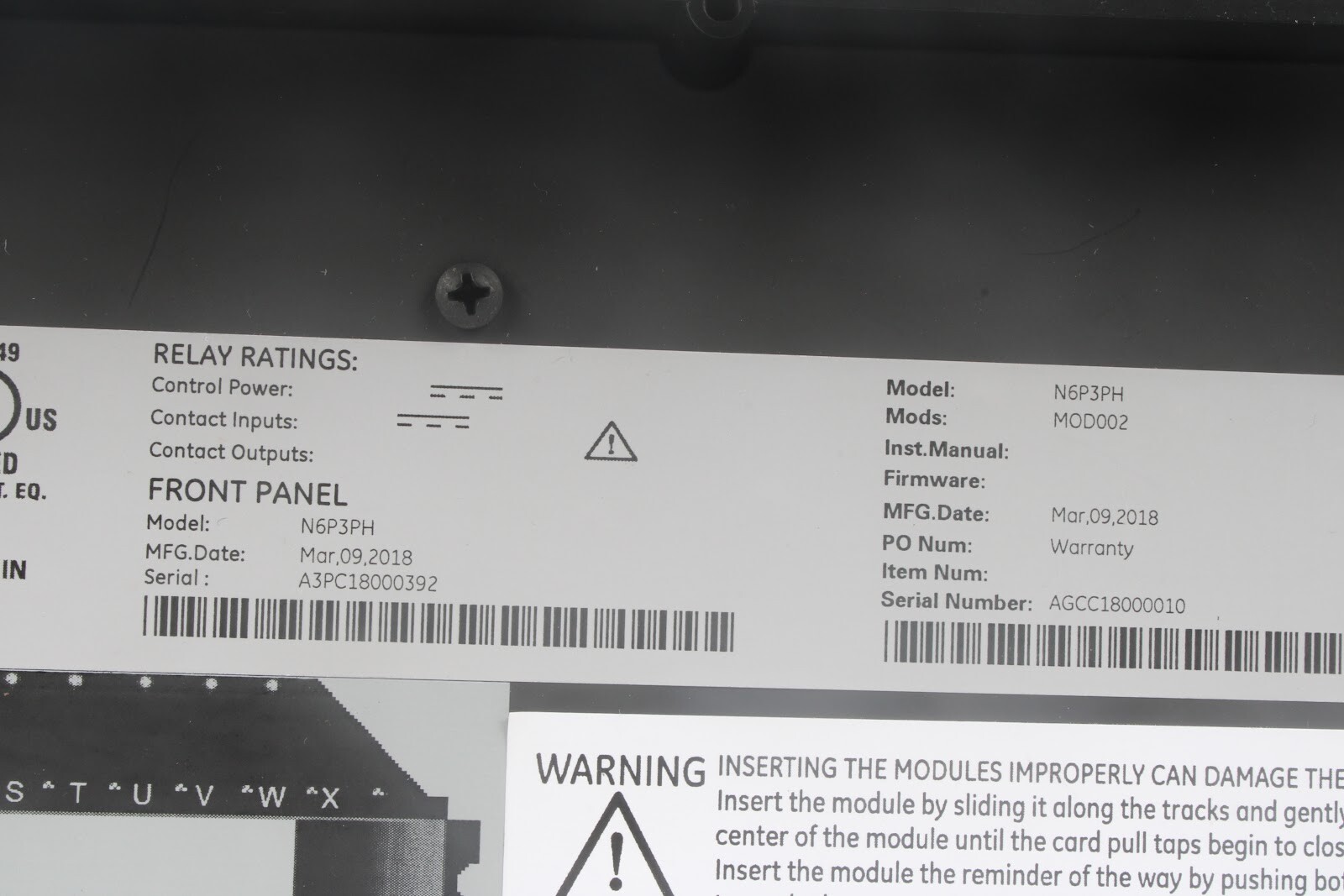 GE M6P3PH N60 Network Stability and Synchrophasor Measurement System Front Panel