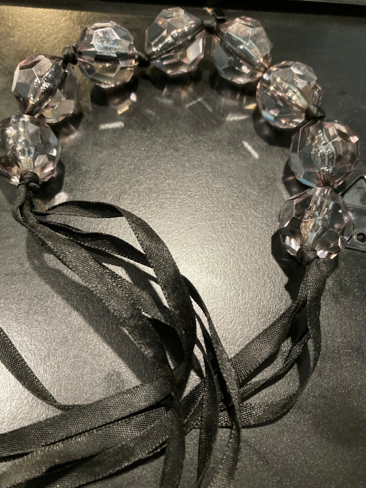 Gigantic Crystal Ball Bead and Ribbon Bracelet Made in London