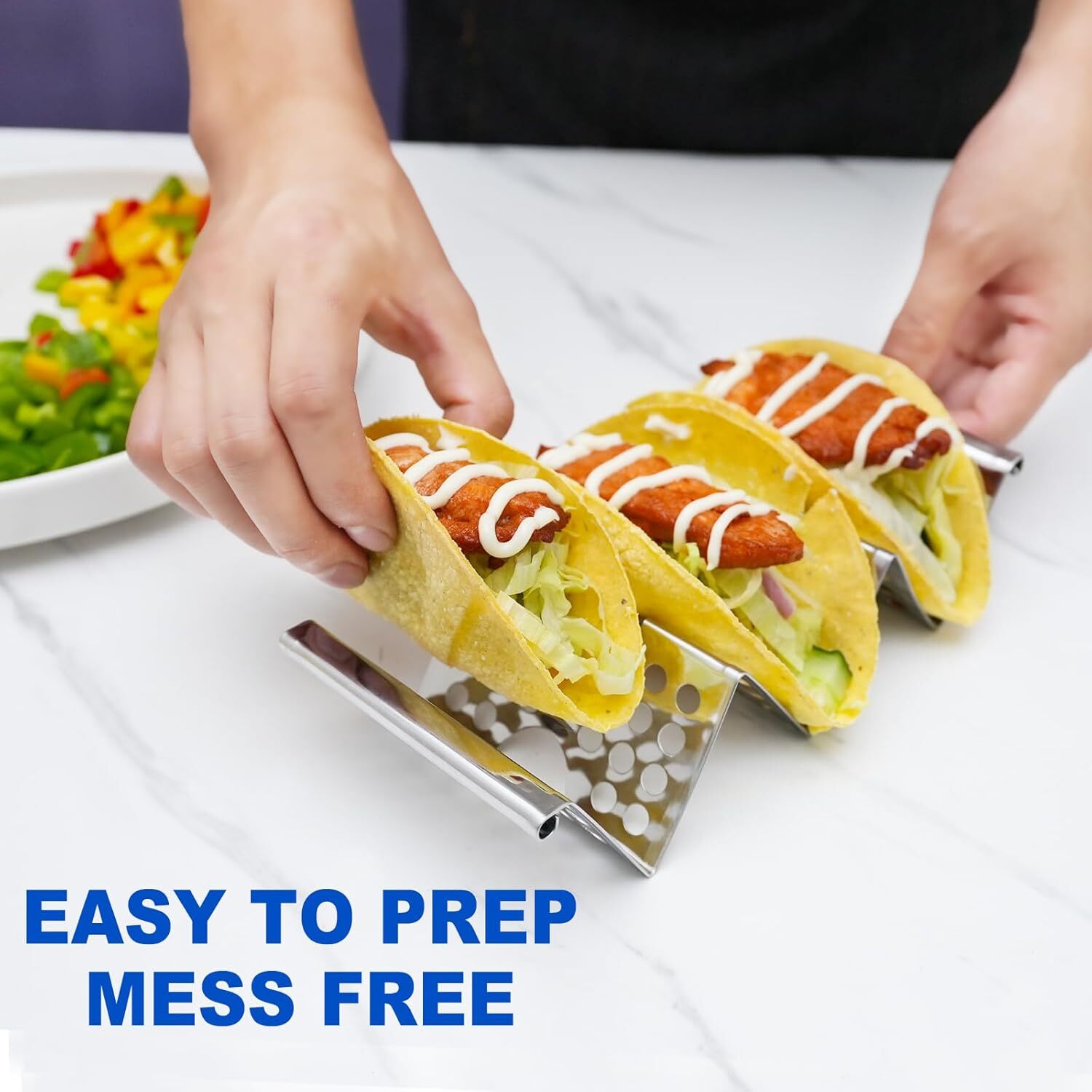 Taco Holders Set of 6, Stainless Steel Taco Holder Stand, Stylish Taco Shell Hol