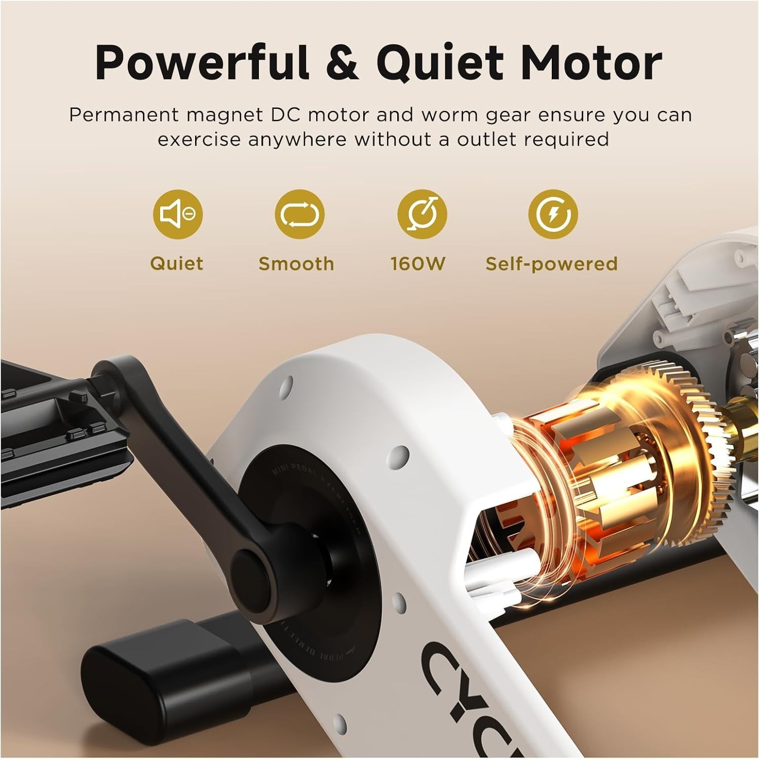 CYCPLUS mini exercise pedal exerciser | Self-Powered 160W | ERG Mode & App Sync,