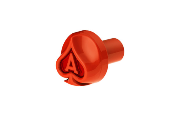 ACE OF SPADES AIR VALVE KNOB - CADMIUM ORANGE WITH GLOSS RED INLAY