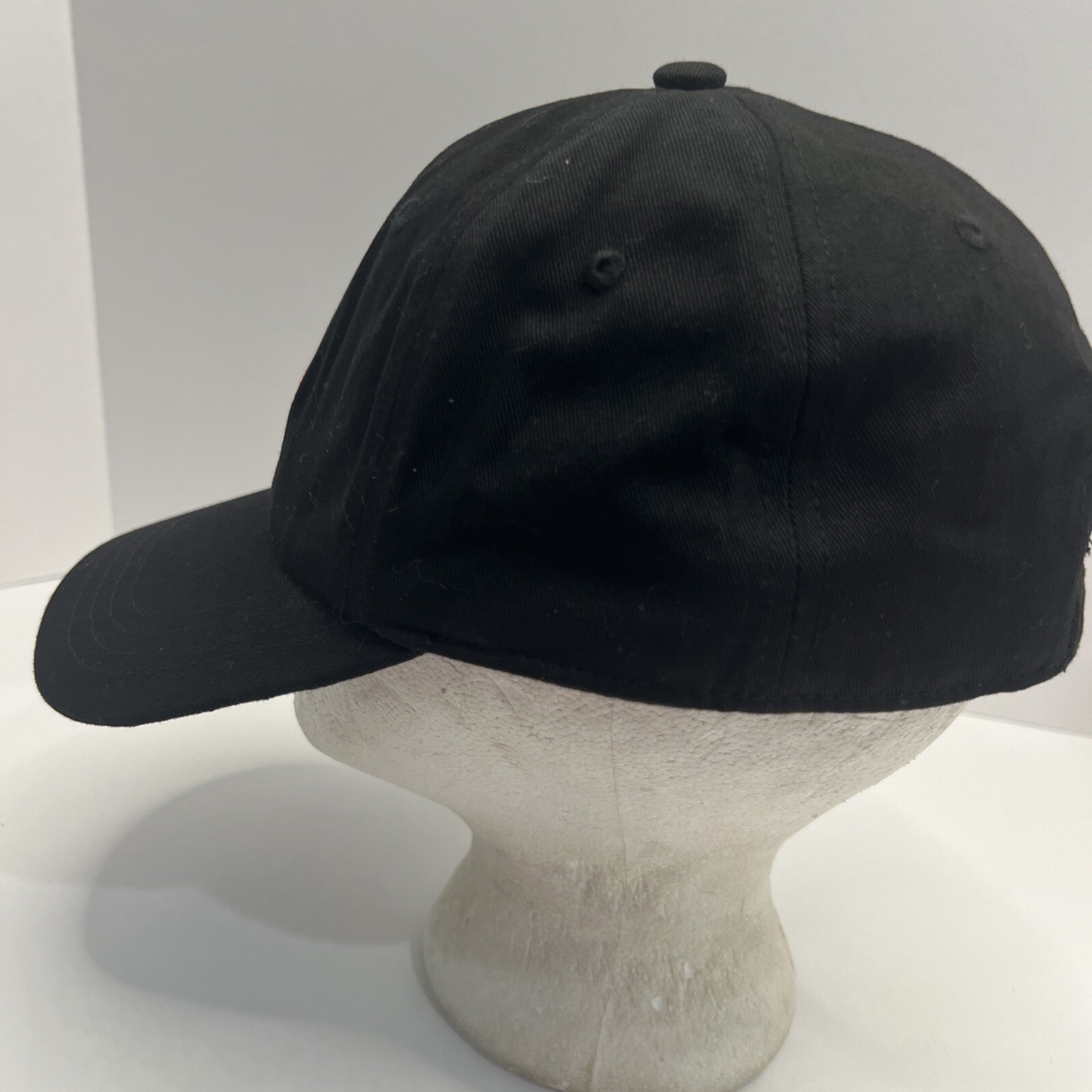 Parade Orange White Patch on Black Hat Cap Cotton Strap Buckle EUC