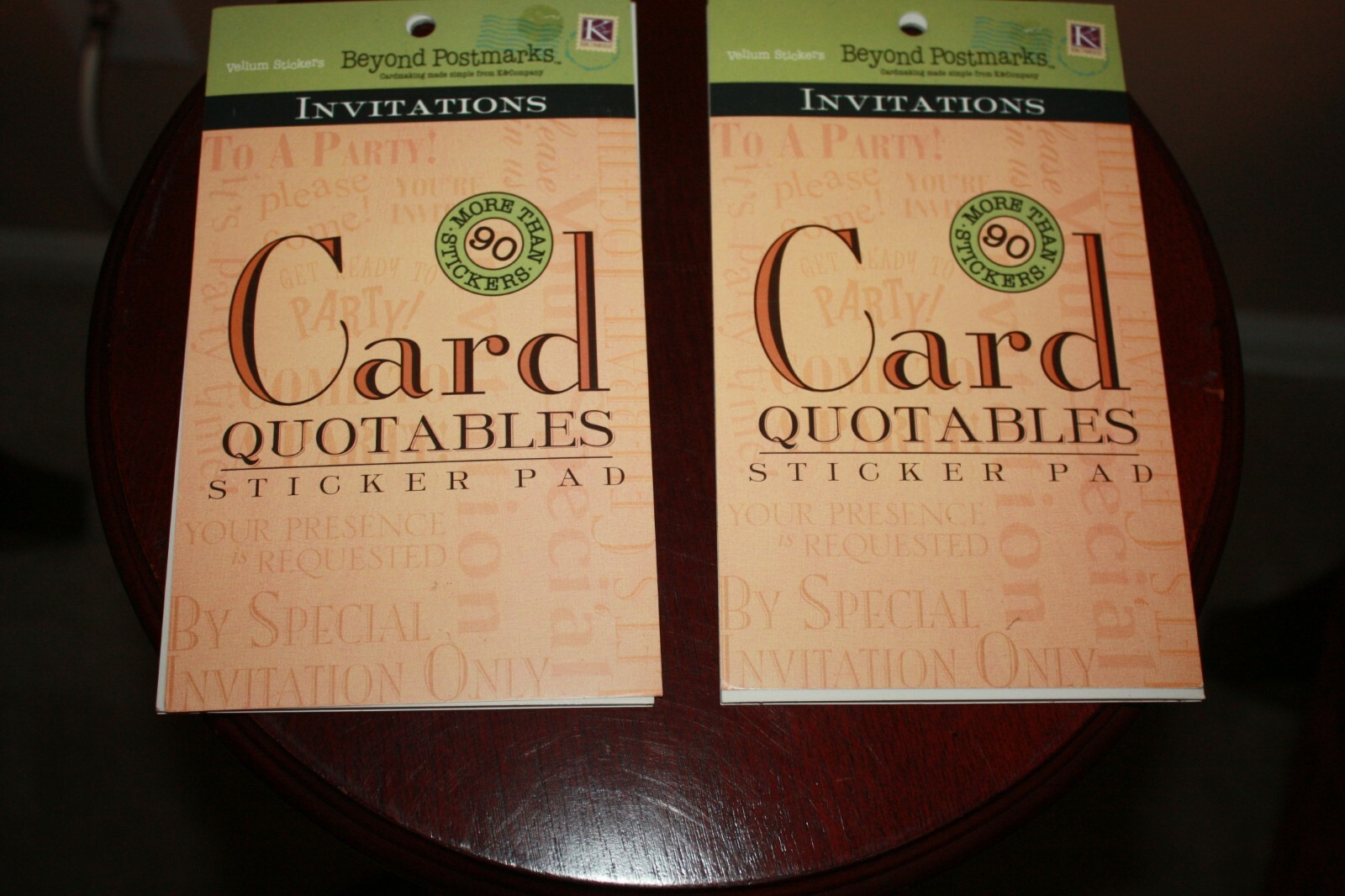 K&COMPANY  LOT OF 2  CARD QUOTABLES STICKER PADS "INVITATIONS" 90 PCS EACH PAD