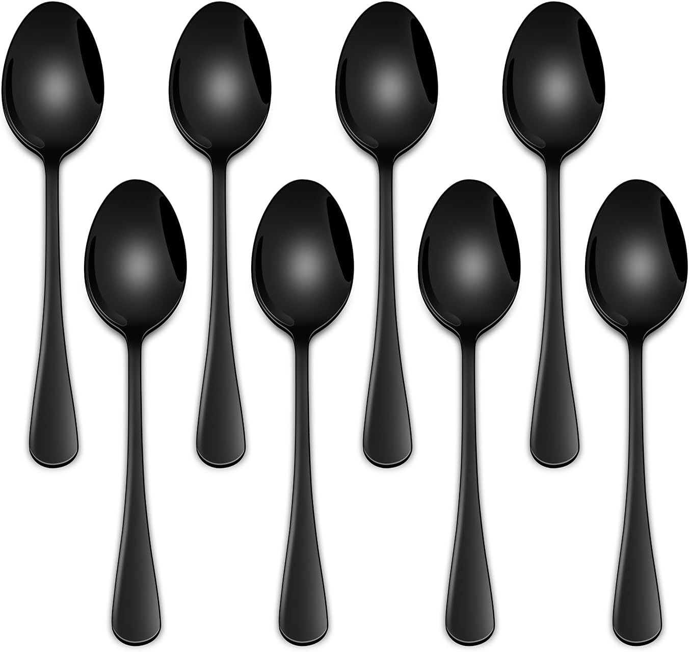 5.5 Inch Black Small Teaspoons,Set Of 8 Stainless Steel Coffee Spoons,Black Mini