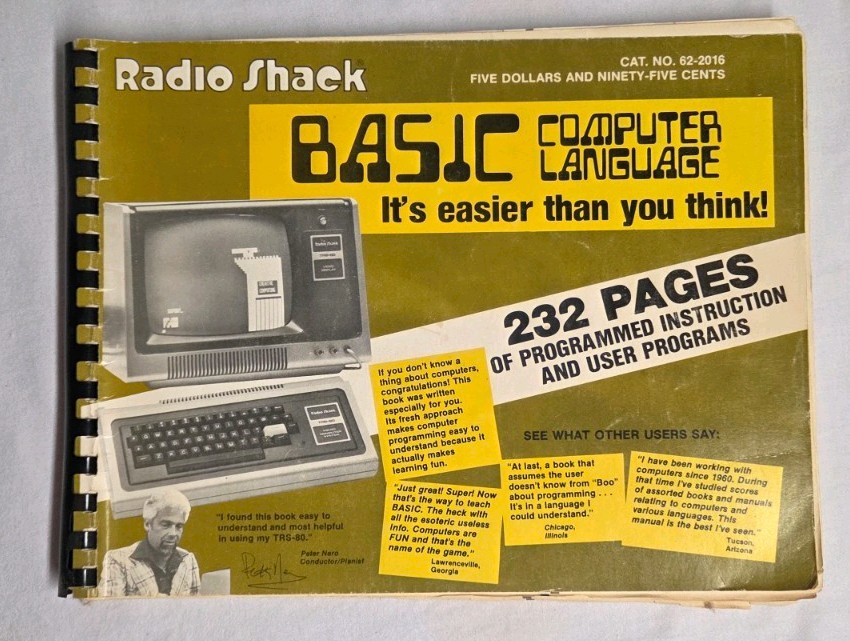Vintage 1978 Radio Shack Basic Computer Language Book First Edition